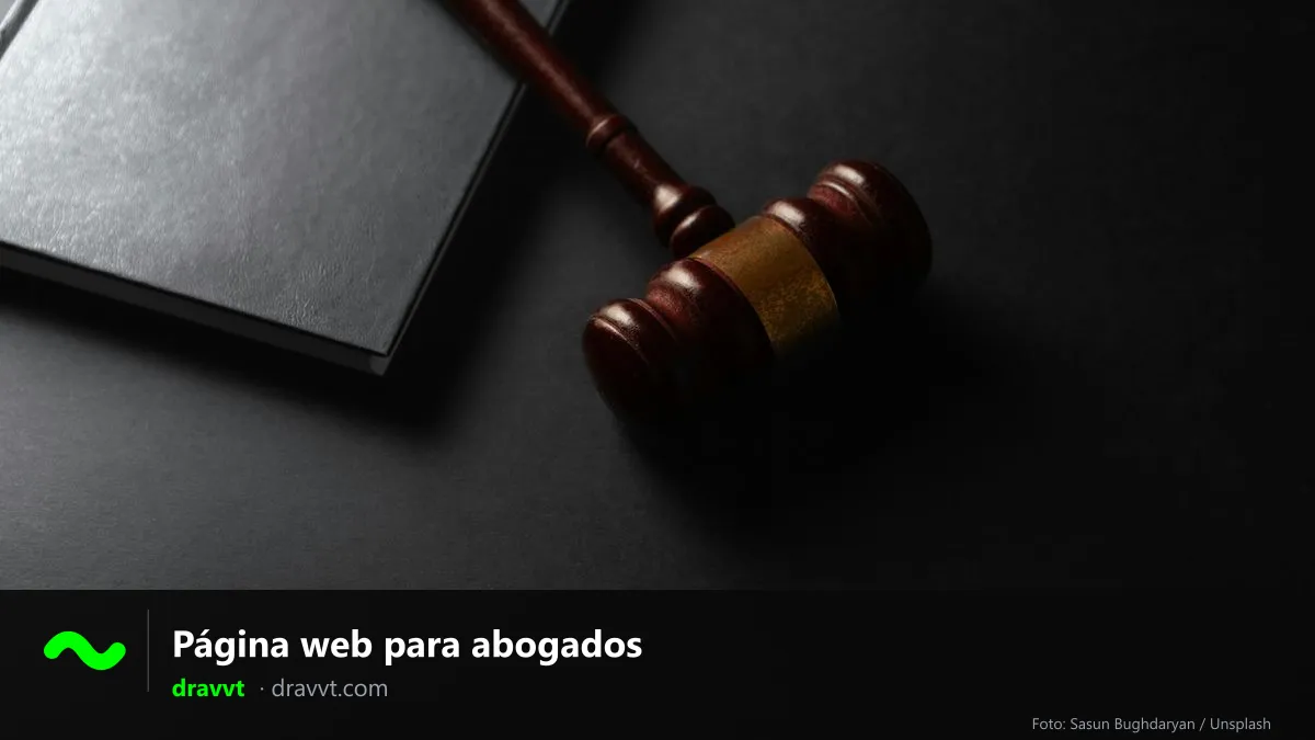 Judge’s gavel next to a book on a dark table, with the title Law firm website