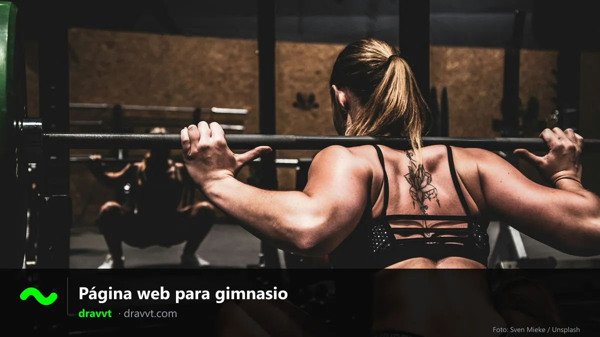 Woman lifting a barbell at a gym, with the title Gym website