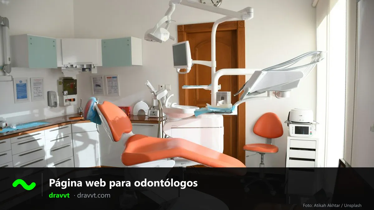Dental office with the orange chair, with the title Dental Website Design for Dentists