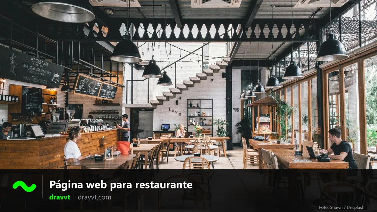 Restaurant with wooden tables and pendant lights